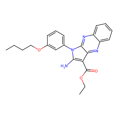 ethyl 2-amino-1-(3-butoxyphenyl)-1H-pyrrolo[2,3-b]quinoxaline-3-carboxylate structure