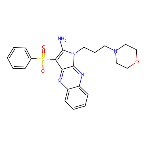 1-(3-morpholinopropyl)-3-(phenylsulfonyl)-1H-pyrrolo[2,3-b]quinoxalin-2-amine structure