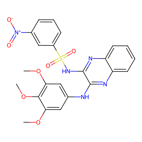 3-nitro-N-(3-((3,4,5-trimethoxyphenyl)amino)quinoxalin-2-yl)benzenesulfonamide structure