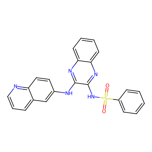 N-[3-(quinolin-6-ylamino)quinoxalin-2-yl]benzenesulfonamide structure