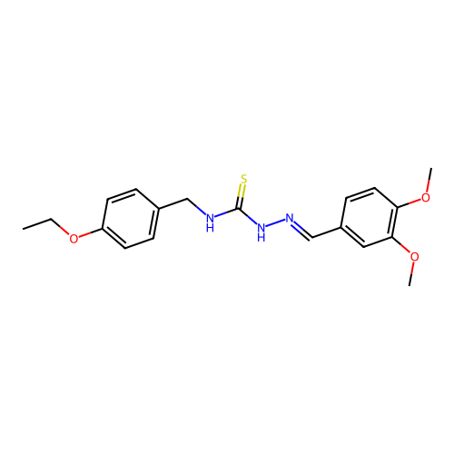 1-[(E)-(3,4-dimethoxyphenyl)methylideneamino]-3-[(4-ethoxyphenyl)methyl]thiourea structure