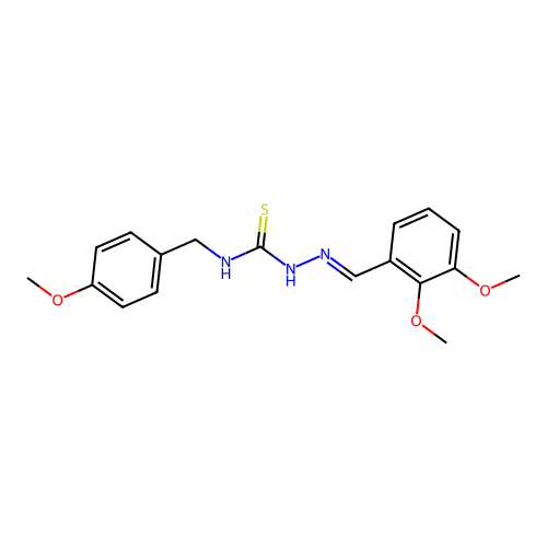 (2E)-2-(2,3-dimethoxybenzylidene)-N-(4-methoxybenzyl)hydrazinecarbothioamide structure