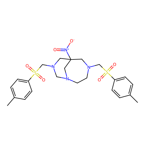 4,8-bis[(4-methylphenyl)sulfonylmethyl]-6-nitro-1,4,8-triazabicyclo[4.3.1]decane structure
