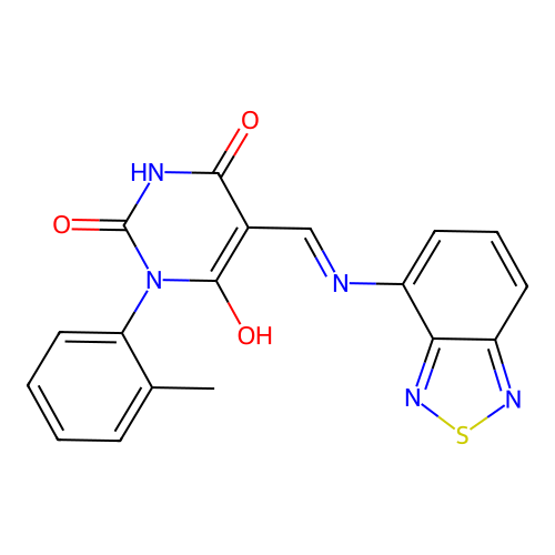 (5E)-5-[(2,1,3-benzothiadiazol-4-ylamino)methylidene]-1-(2-methylphenyl)-1,3-diazinane-2,4,6-trione structure