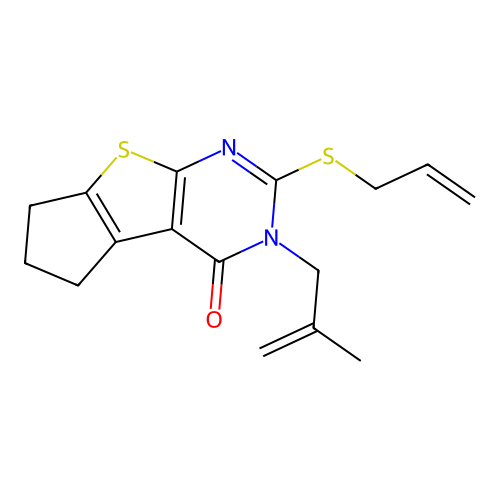 2-(ALLYLSULFANYL)-3-(2-METHYLALLYL)-3,5,6,7-TETRAHYDRO-4H-CYCLOPENTA[4,5]THIENO[2,3-D]PYRIMIDIN-4-ONE structure