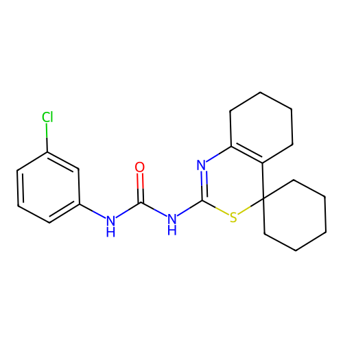 1-(3-chlorophenyl)-3-(5,6,7,8-tetrahydrospiro[3,1-benzothiazine-4,1'-cyclohexan]-2-yl)urea structure
