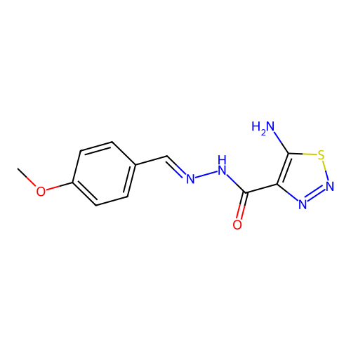 (E)-5-amino-N'-(4-methoxybenzylidene)-1,2,3-thiadiazole-4-carbohydrazide structure