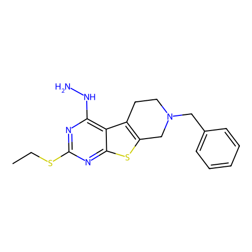 7-BENZYL-2-(ETHYLSULFANYL)-4-HYDRAZINO-5,6,7,8-TETRAHYDROPYRIDO[4',3':4,5]THIENO[2,3-D]PYRIMIDINE structure