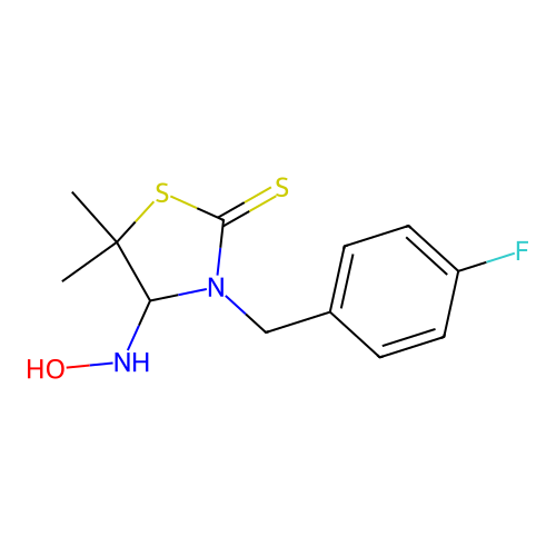3-(4-Fluorobenzyl)-4-(hydroxyamino)-5,5-dimethylthiazolidine-2-thione structure
