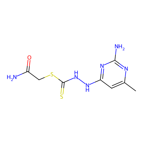 2-Amino-2-oxoethyl 2-(2-amino-6-methylpyrimidin-4-yl)hydrazinecarbodithioate structure