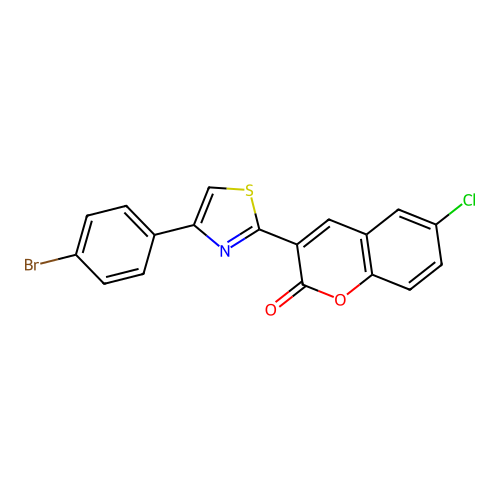 3-[4-(4-bromophenyl)-1,3-thiazol-2-yl]-6-chloro-2H-chromen-2-one structure