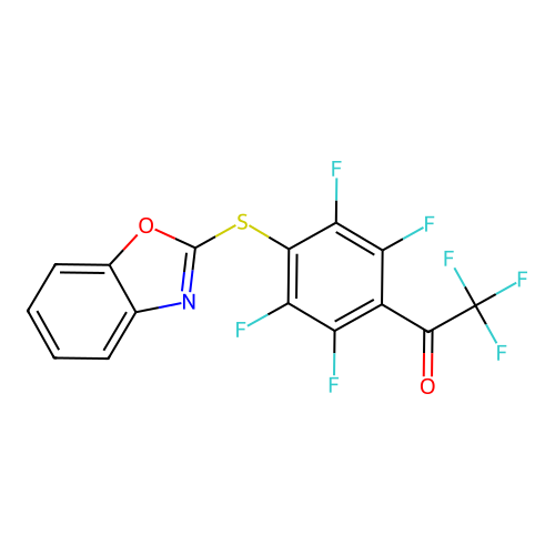 1-[4-(1,3-benzoxazol-2-ylsulfanyl)-2,3,5,6-tetrafluorophenyl]-2,2,2-trifluoroethanone structure