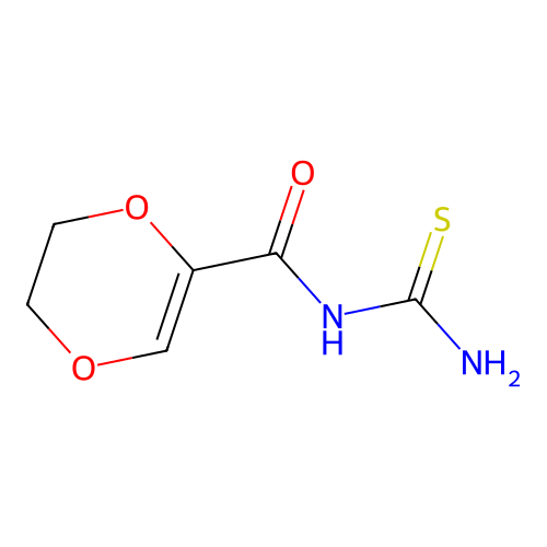 N-carbamothioyl-5,6-dihydro-1,4-dioxine-2-carboxamide structure