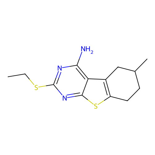 2-(ethylsulfanyl)-6-methyl-5,6,7,8-tetrahydro[1]benzothieno[2,3-d]pyrimidin-4-amine structure
