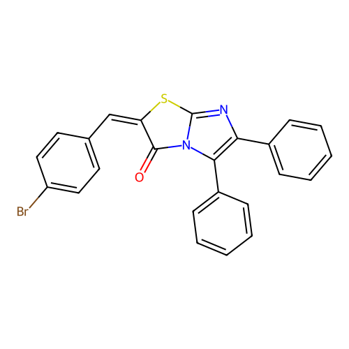 (2E)-2-(4-bromobenzylidene)-5,6-diphenylimidazo[2,1-b][1,3]thiazol-3(2H)-one structure