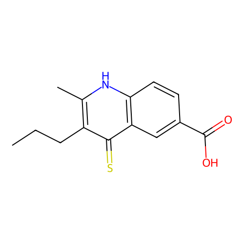 2-methyl-3-propyl-4-sulfanylidene-1H-quinoline-6-carboxylic Acid structure
