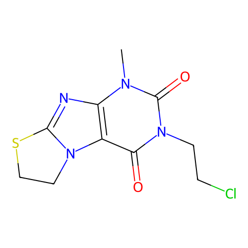 3-(2-chloroethyl)-1-methyl-6,7-dihydrothiazolo[2,3-f]purine-2,4(1H,3H)-dione structure