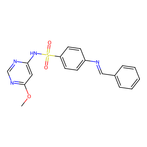 Pyrimidine, 4-[4-(benzylidenamino)phenylsulfonylamino]-6-methoxy- structure