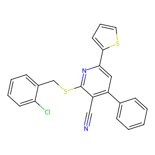 2-[(2-Chlorobenzyl)sulfanyl]-4-phenyl-6-(thiophen-2-yl)pyridine-3-carbonitrile structure