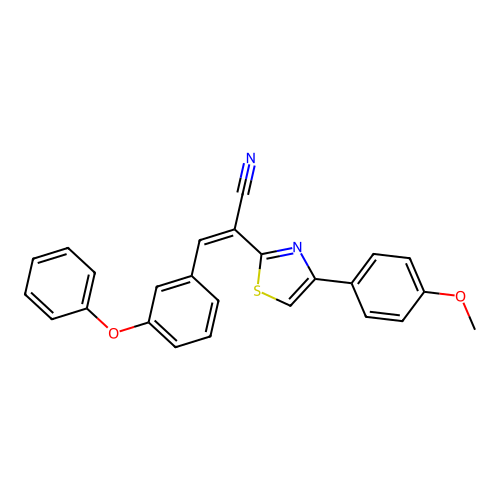 (Z)-2-(4-(4-methoxyphenyl)thiazol-2-yl)-3-(3-phenoxyphenyl)acrylonitrile structure