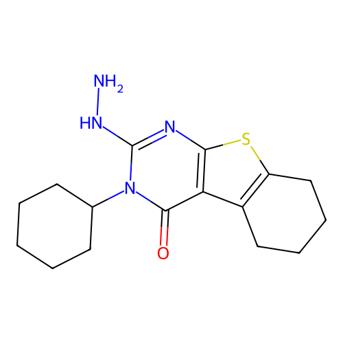 3-cyclohexyl-2-hydrazinyl-5,6,7,8-tetrahydro-[1]benzothiolo[2,3-d]pyrimidin-4-one structure