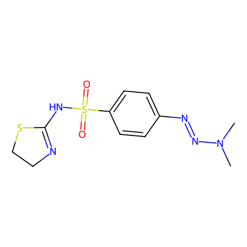 (E)-N-(4,5-dihydrothiazol-2-yl)-4-(3,3-dimethyltriaz-1-en-1-yl)benzenesulfonamide structure