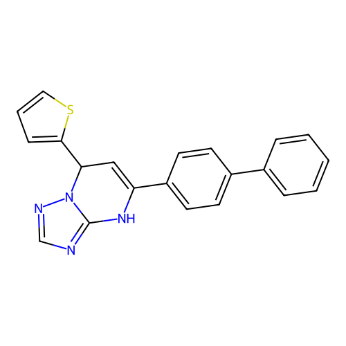 5-(4-phenylphenyl)-7-thiophen-2-yl-1,7-dihydro-[1,2,4]triazolo[1,5-a]pyrimidine structure