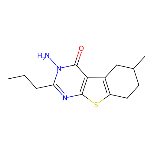 3-amino-6-methyl-2-propyl-5,6,7,8-tetrahydrobenzo[4,5]thieno[2,3-d]pyrimidin-4(3H)-one structure
