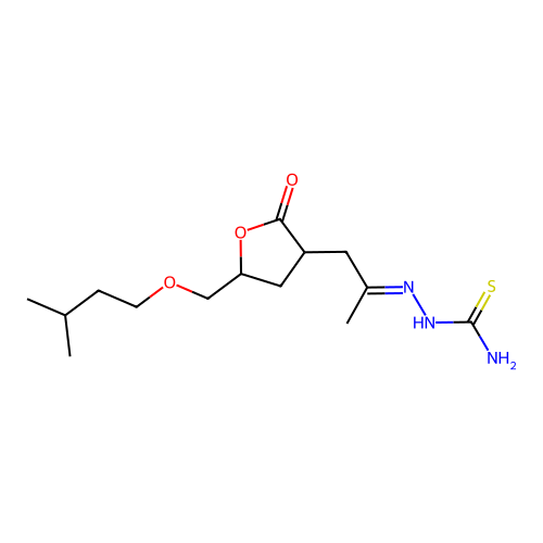 [(E)-1-[5-(3-methylbutoxymethyl)-2-oxooxolan-3-yl]propan-2-ylideneamino]thiourea structure