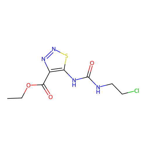 Ethyl 5-{[(2-chloroethyl)carbamoyl]amino}-1,2,3-thiadiazole-4-carboxylate structure