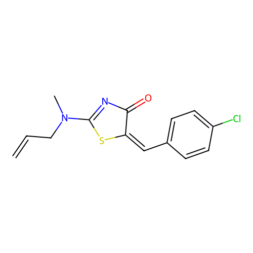 (E)-2-(allyl(methyl)amino)-5-(4-chlorobenzylidene)thiazol-4(5H)-one structure