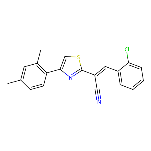 3-(2-chlorophenyl)-2-[4-(2,4-dimethylphenyl)-1,3-thiazol-2-yl]acrylonitrile structure
