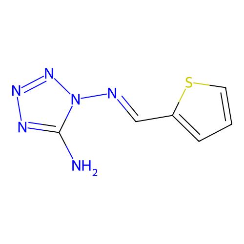 N~1~-[(E)-thiophen-2-ylmethylidene]-1H-tetrazole-1,5-diamine structure