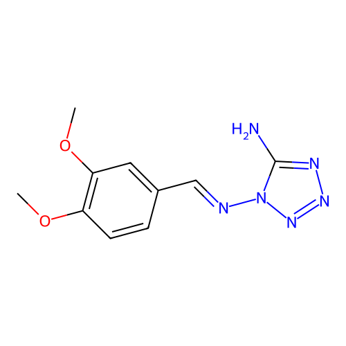 1-[(E)-(3,4-dimethoxyphenyl)methylideneamino]tetrazol-5-amine structure