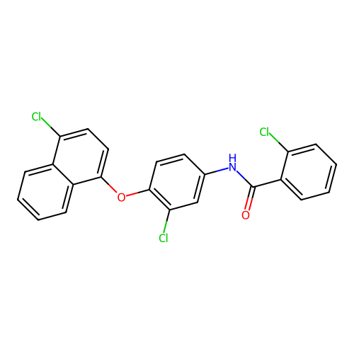 2-chloro-N-{3-chloro-4-[(4-chloronaphthalen-1-yl)oxy]phenyl}benzamide structure