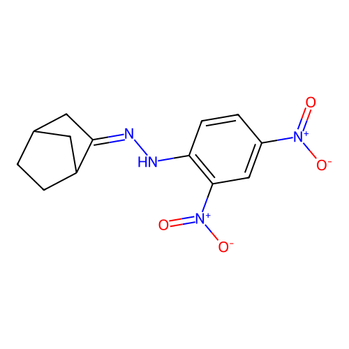 N-[(Z)-2-bicyclo[2.2.1]heptanylideneamino]-2,4-dinitroaniline structure