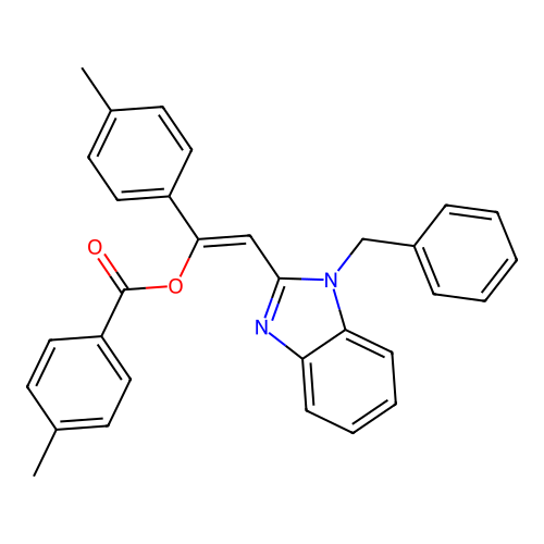 (Z)-2-(1-benzyl-1H-benzimidazol-2-yl)-1-(4-methylphenyl)ethenyl 4-methylbenzoate structure