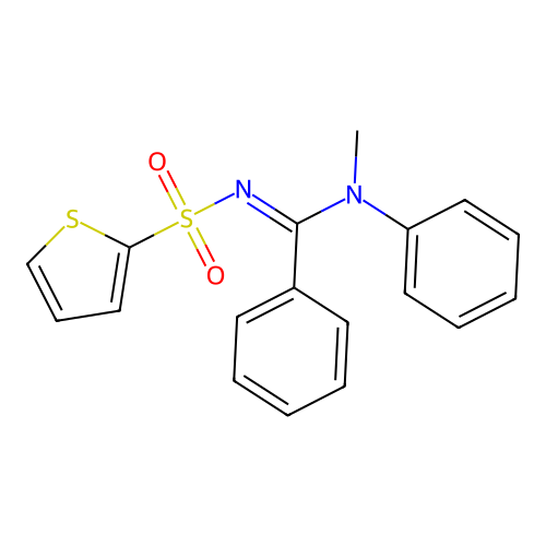 N-methyl-N-phenyl-N'-(2-thienylsulfonyl)benzenecarboximidamide structure