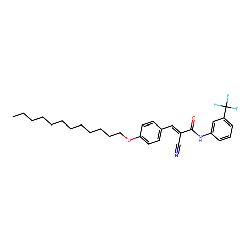 (E)-2-cyano-3-(4-dodecoxyphenyl)-N-[3-(trifluoromethyl)phenyl]prop-2-enamide structure