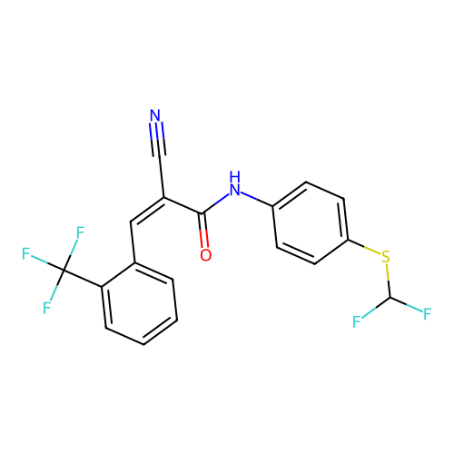 2-cyano-N-[4-(difluoromethylsulfanyl)phenyl]-3-[2-(trifluoromethyl)phenyl]prop-2-enamide structure