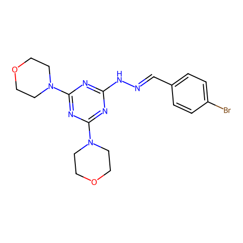 4-Bromobenzaldehyde [4,6-di(4-morpholinyl)-1,3,5-triazin-2-yl]hydrazone structure