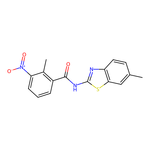 2-methyl-N-(6-methyl-1,3-benzothiazol-2-yl)-3-nitrobenzamide structure