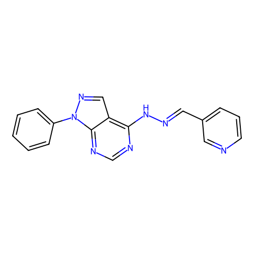 nicotinaldehyde N-(1-phenyl-1H-pyrazolo[3,4-d]pyrimidin-4-yl)hydrazone structure