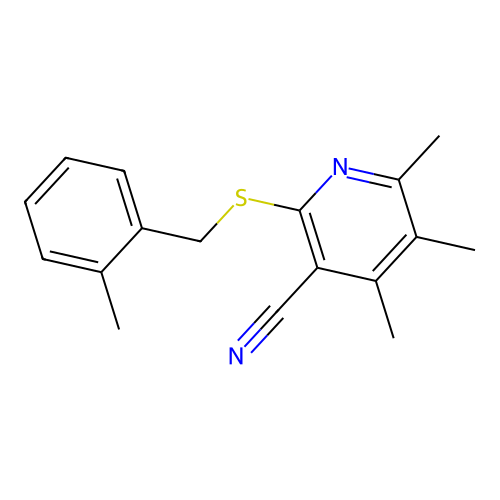 4,5,6-Trimethyl-2-[(2-methylbenzyl)sulfanyl]pyridine-3-carbonitrile structure