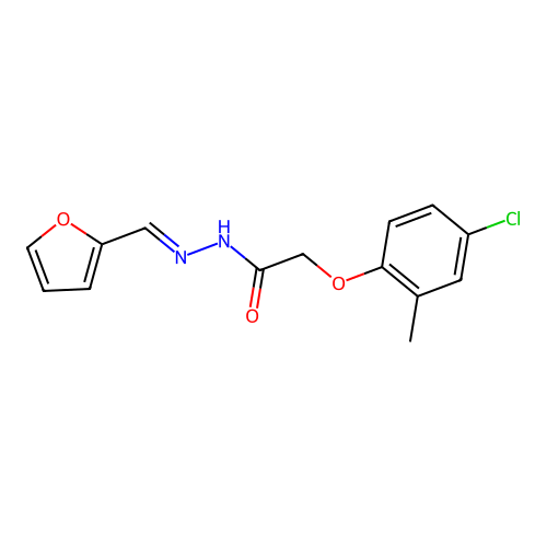 (E)-2-(4-chloro-2-methylphenoxy)-N'-(furan-2-ylmethylene)acetohydrazide structure