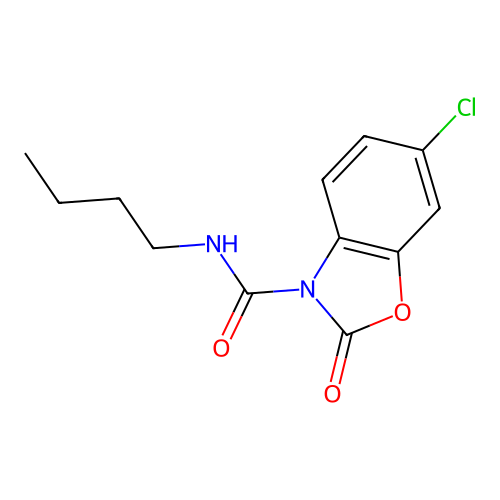 N-butyl-6-chloro-2-oxo-1,3-benzoxazole-3(2H)-carboxamide structure