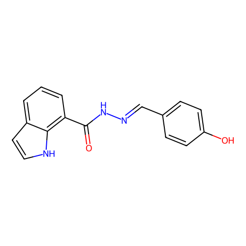 N-[(4-hydroxyphenyl)methylideneamino]-1H-indole-7-carboxamide structure
