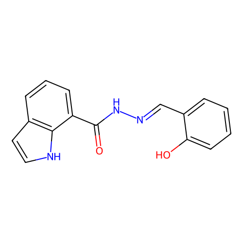 N-[(2-hydroxyphenyl)methylideneamino]-1H-indole-7-carboxamide structure