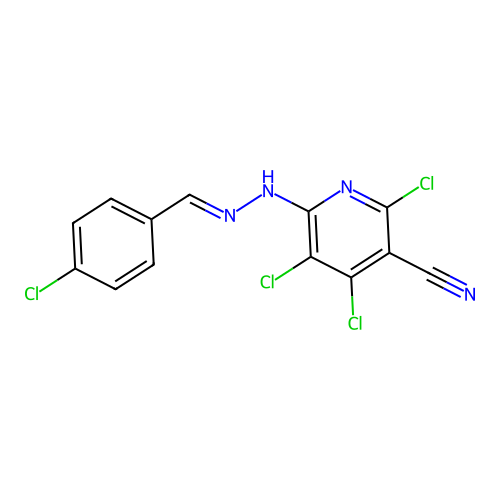 2,4,5-Trichloro-6-[2-(4-chlorobenzylidene)hydrazino]nicotinonitrile structure
