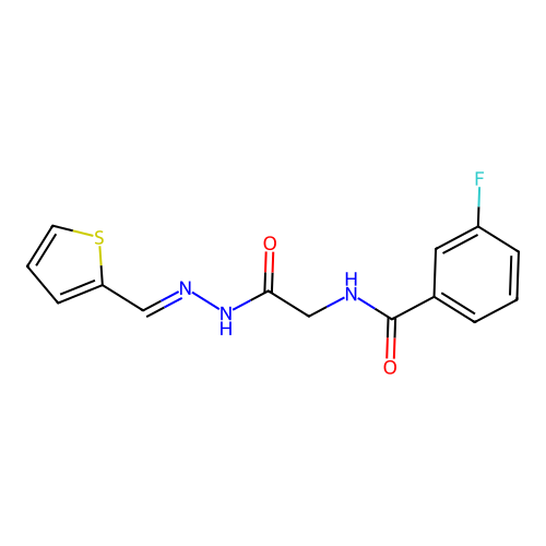 (E)-3-fluoro-N-(2-oxo-2-(2-(thiophen-2-ylmethylene)hydrazinyl)ethyl)benzamide structure